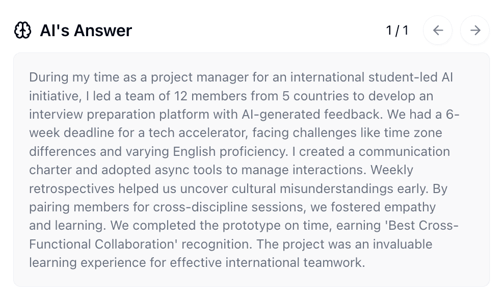 AI Answer Tips Interface