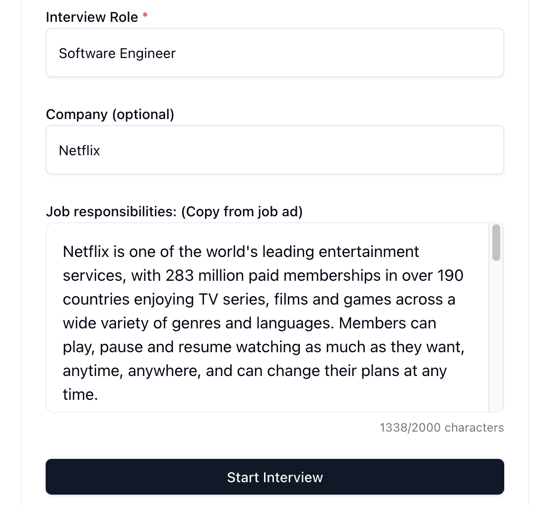 Interview Preparation Feature